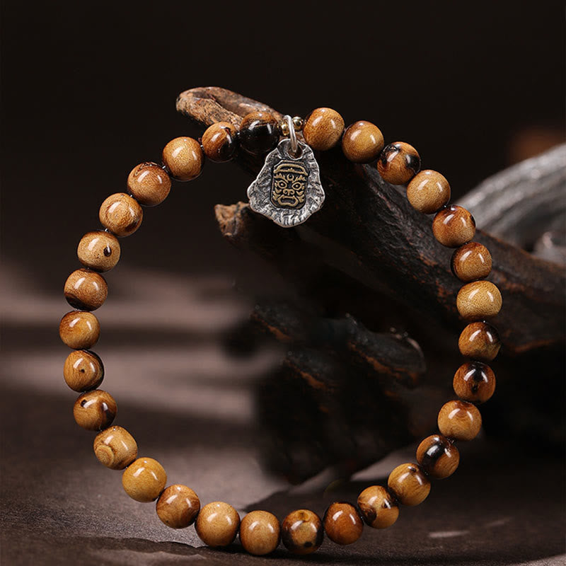 Nimara Ritual 925 Sterling Silver Natural Golden Sea Willow Zakiram Goddess of Wealth Lucky fortune Fu Character Success Bracelet