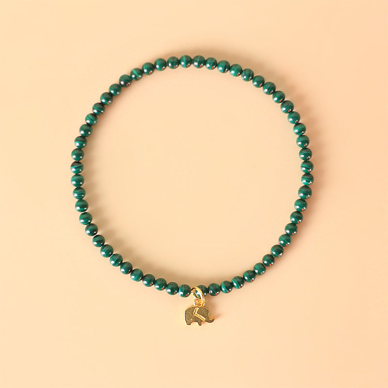 Nimara Ritual Natural Malachite Elephant Anti-Anxiety Charm Bracelet
