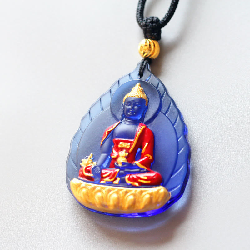Nimara Ritual Tibet Medicine Buddha Liuli Crystal Compassion Necklace Pendant