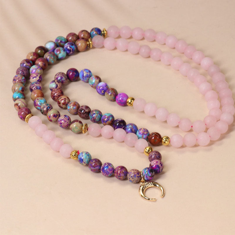 Nimara Ritual 108 Beads Miano Real Pink Crystal Mala Healing Bracelet