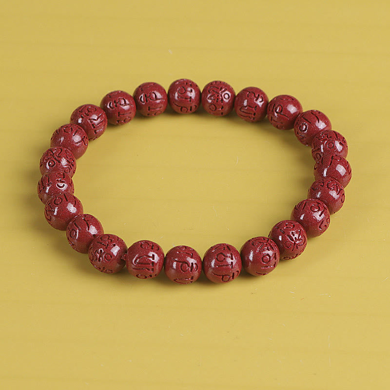 Nimara Ritual Natural Double PiXiu Cinnabar Om Mani Padme Hum Wealth Luck Bead Bracelet