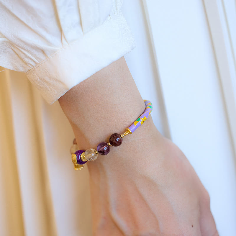 Nimara Ritual Purple Phantom Purple Jade Scripture Citrine Love Wisdom Bracelet Bangle
