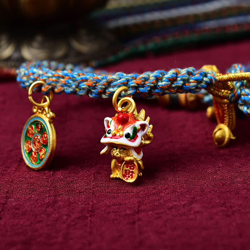 Nimara Ritual Tibetan Zakiram Goddess of Wealth Thangka Luck Prayer Wheel Braid String Bracelet