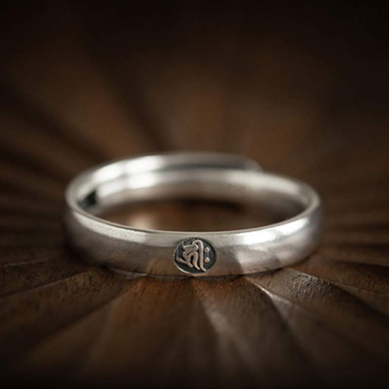 Nimara Ritual 925 Sterling Silver Chinese Zodiac Natal Buddha Blessing Couple Ring