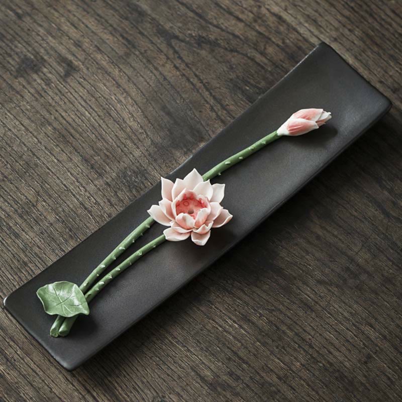 Nimara Ritual Lotus Peony Rose Flower Ceramic Spiritual Incense Burner