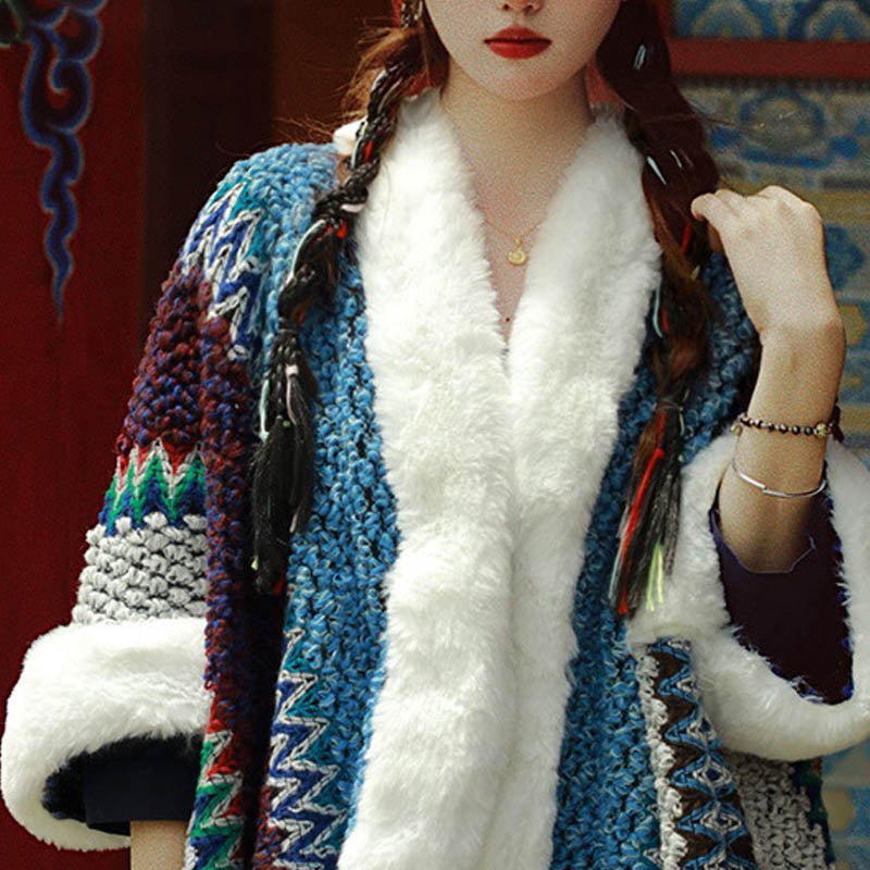 Nimara Ritual Tibetan Multicolored Striped Shawl Winter Cozy Travel Scarf Wrap