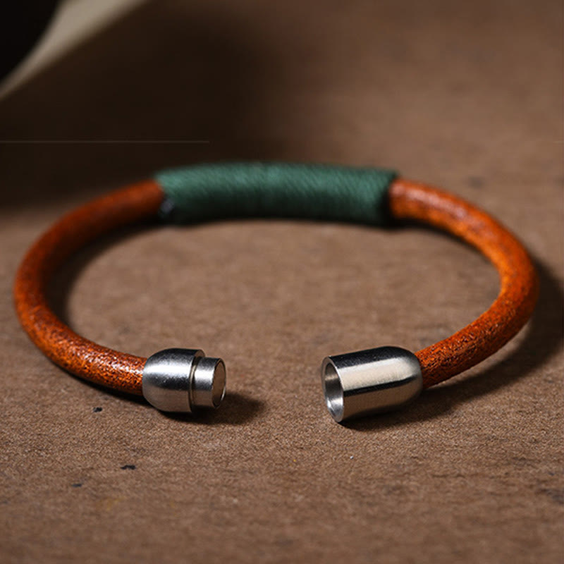 Nimara Ritual Tibetan Leather Handmade Five Elements Luck Braid String Buckle Bracelet