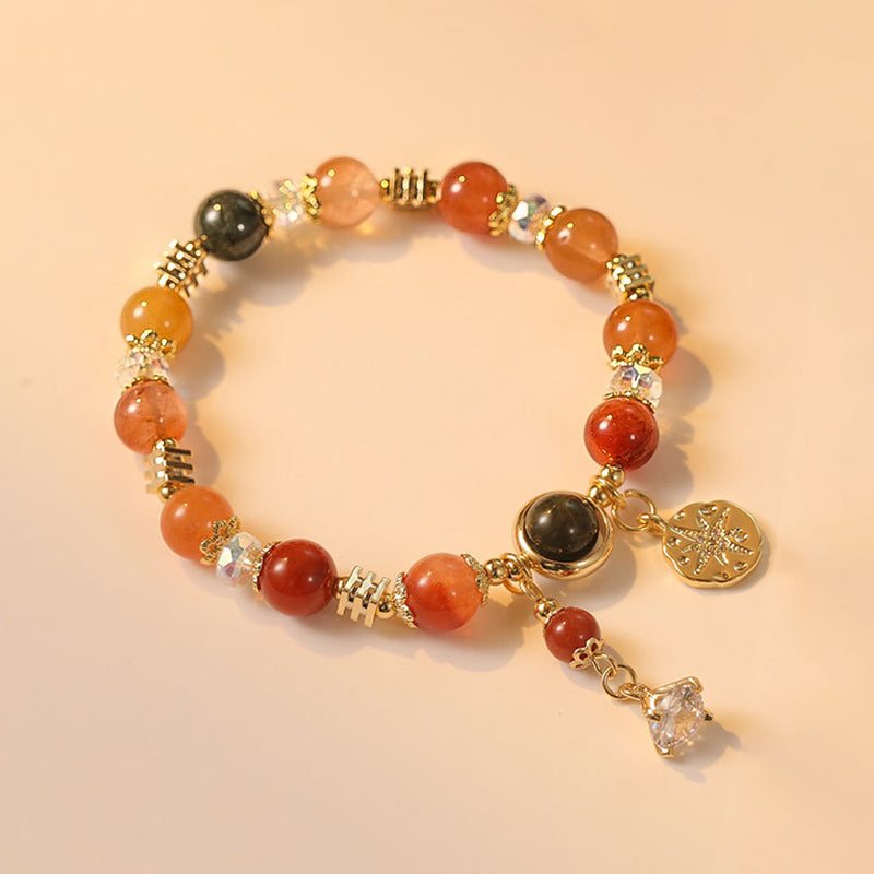 Nimara Ritual Natural Multicolored Rutilated Quartz Eight-pointed Star Flower Wealth Bracelet