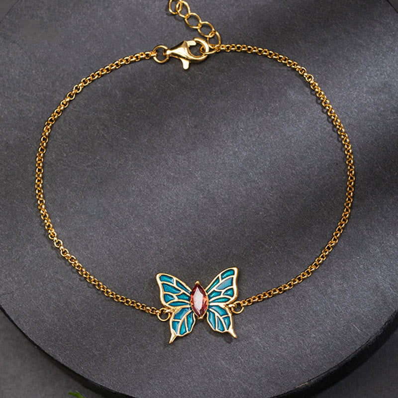 Nimara Ritual 925 Sterling Silver Butterfly Zircon Love Chain Bracelet