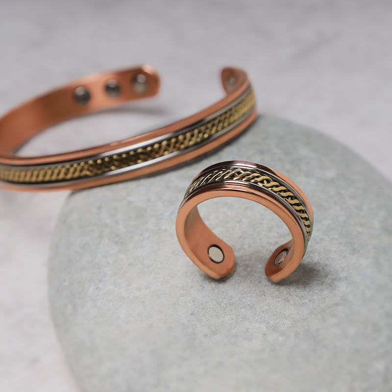 Nimara Ritual Magnetic Copper Balance Adjustable Cuff Bracelet Bangle Ring
