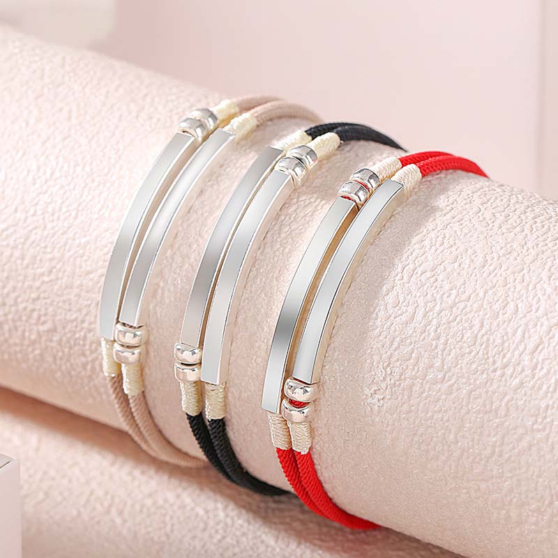 Nimara Ritual 925 Sterling Silver Red String Layered Braid Bracelet