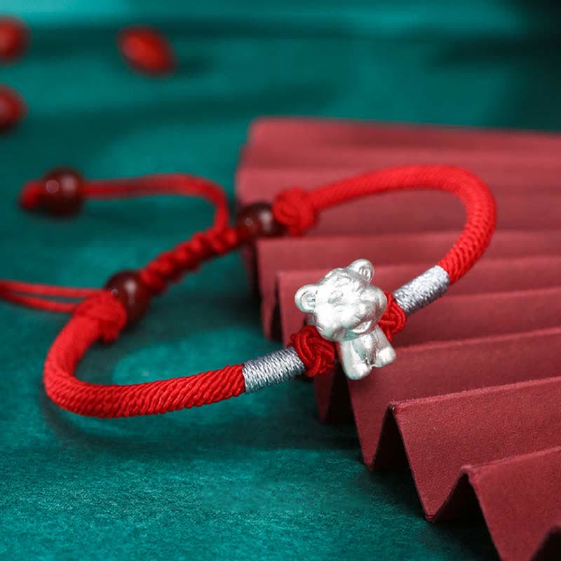 Nimara Ritual 999 Sterling Silver Chinese Zodiac Luck Strength Red String Bracelet