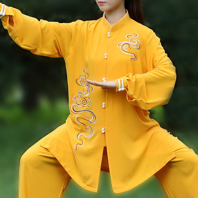 Nimara Ritual Auspicious Clouds Embroidery Meditation Prayer Spiritual Zen Tai Chi Qigong Practice Unisex Clothing Set