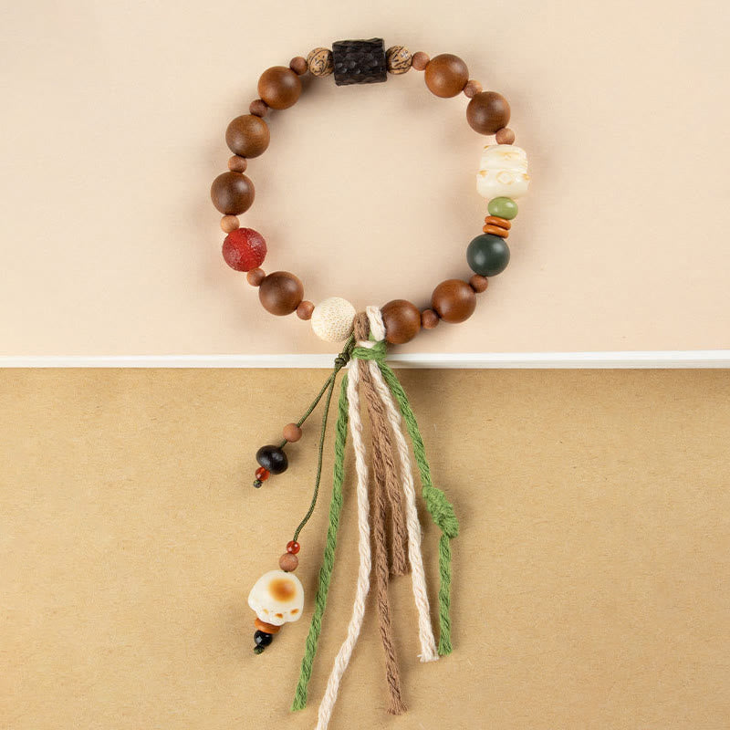 Nimara Ritual Lightning Strike Wood Bodhi Seed Cat Paw Claw Auspiciousness Protection Tassel Bracelet