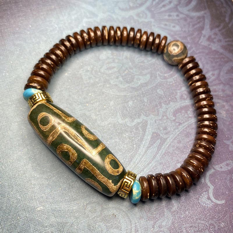 Nimara Ritual Tibetan Nine-Eye Dzi Bead Wealth Bracelet