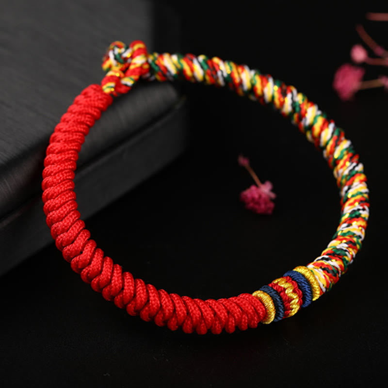 Nimara Ritual Tibetan Handmade Multicolored Thread King Kong Knot Strength Braid String Bracelet