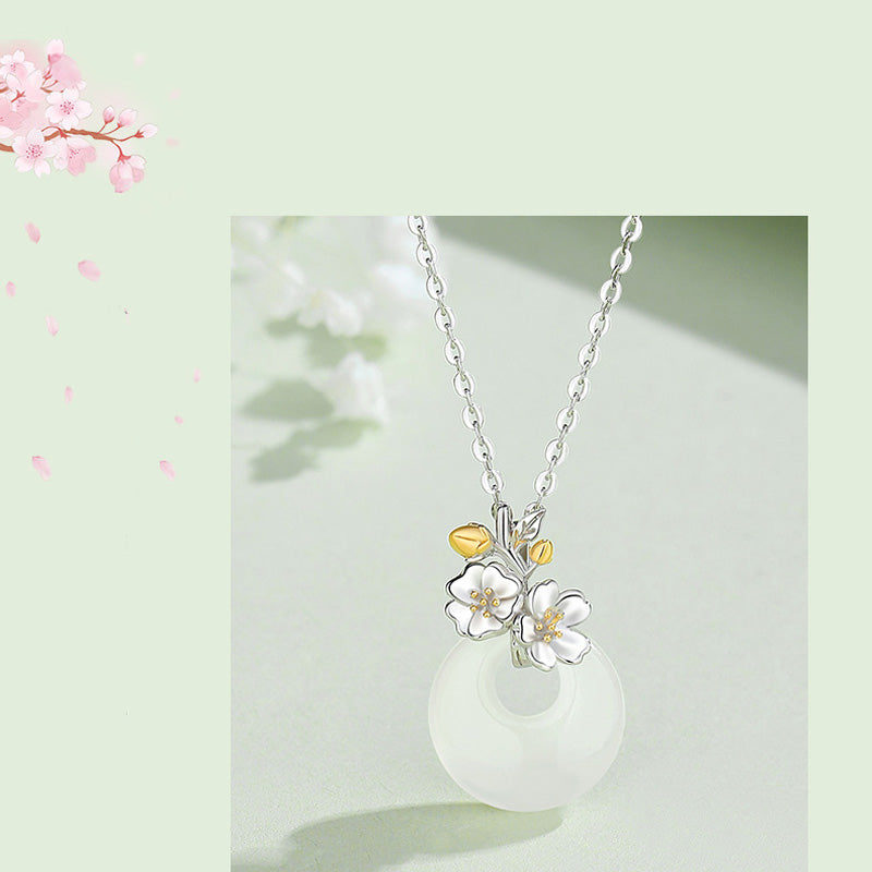 Nimara Ritual 925 Sterling Silver Round Chalcedony Twelve Months Flower Harmony Necklace Pendant