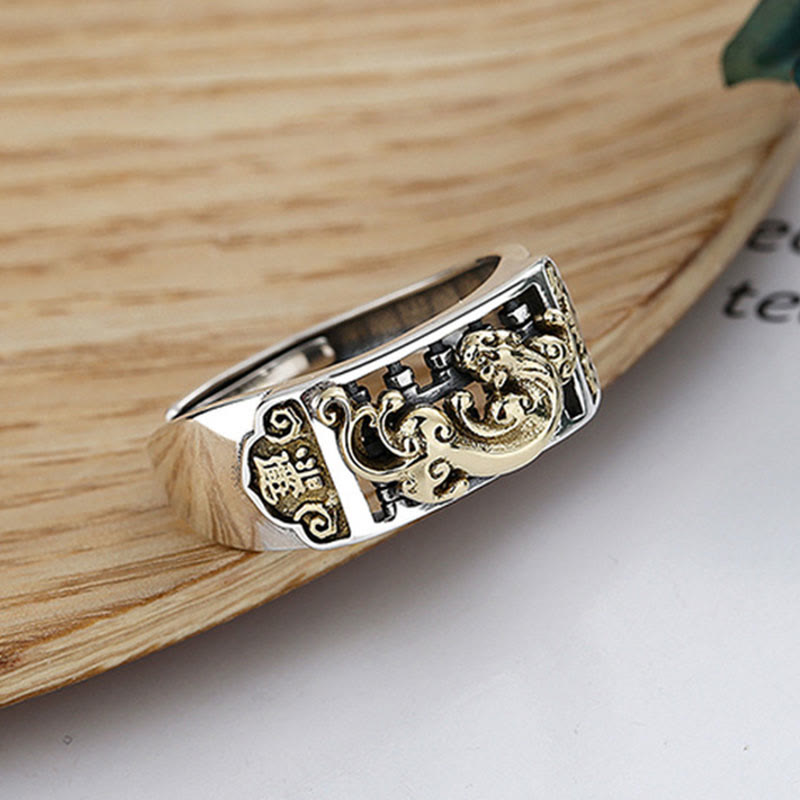 Nimara Ritual 925 Sterling Silver PiXiu Luck Wealth Adjustable Ring