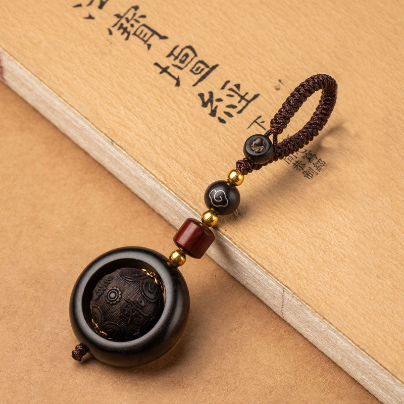 Nimara Ritual Tibetan Small Leaf Red Sandalwood Ebony Luck Protection Rotation Decoration