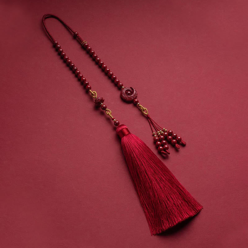 Nimara Ritual One's Luck Improves Design Patern Natural Cinnabar Lotus Blessing Car Hanging Decoration