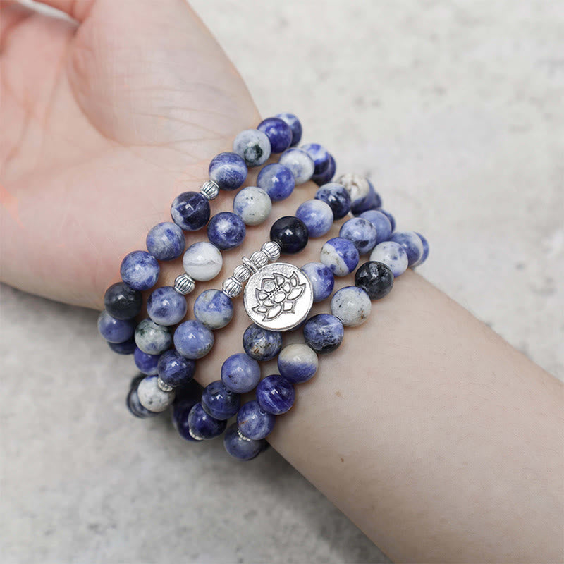 Nimara Ritual Natural Blue Aventurine Lotus Peace Necklace Bracelet