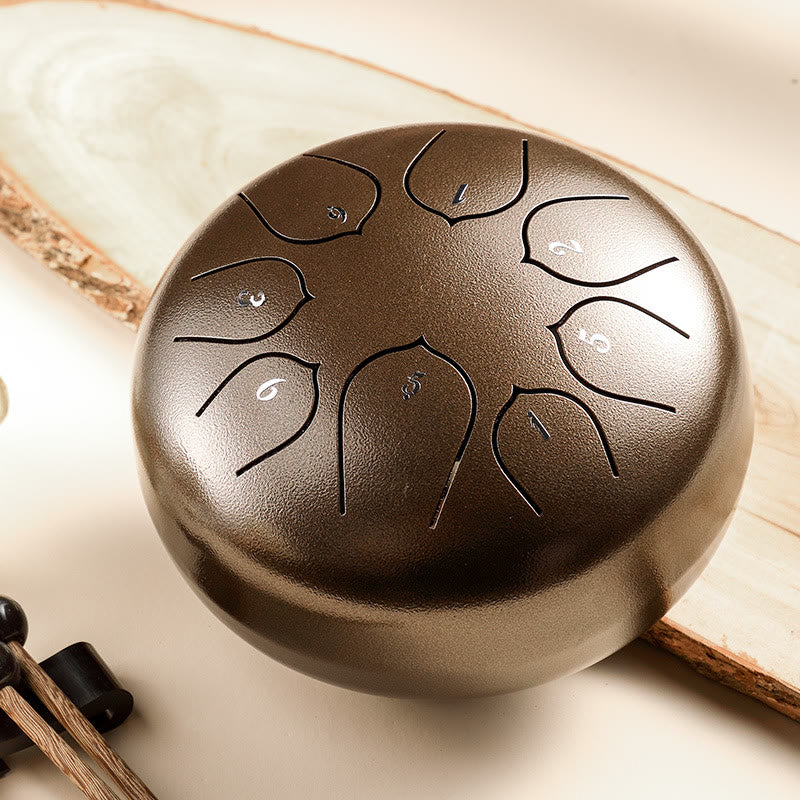 Nimara Ritual Steel Tongue Drum Sound Healing Meditation Lotus Pattern Drum Kit 8 Note 6 Inch Percussion Instrument