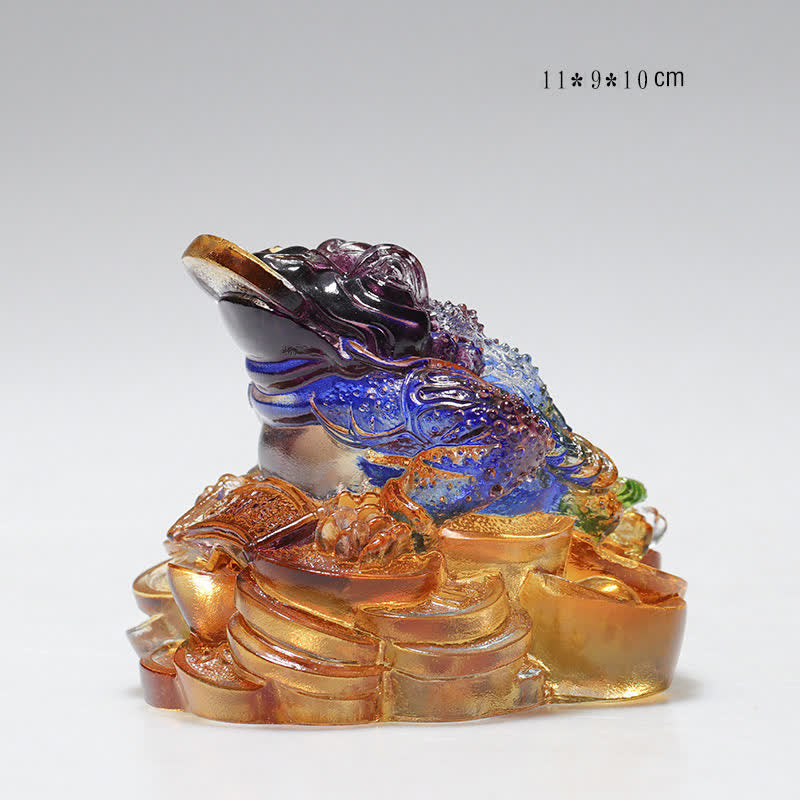 Nimara Ritual Feng Shui Frog Handmade Liuli Crystal Art Piece Wealth Home Office Decoration