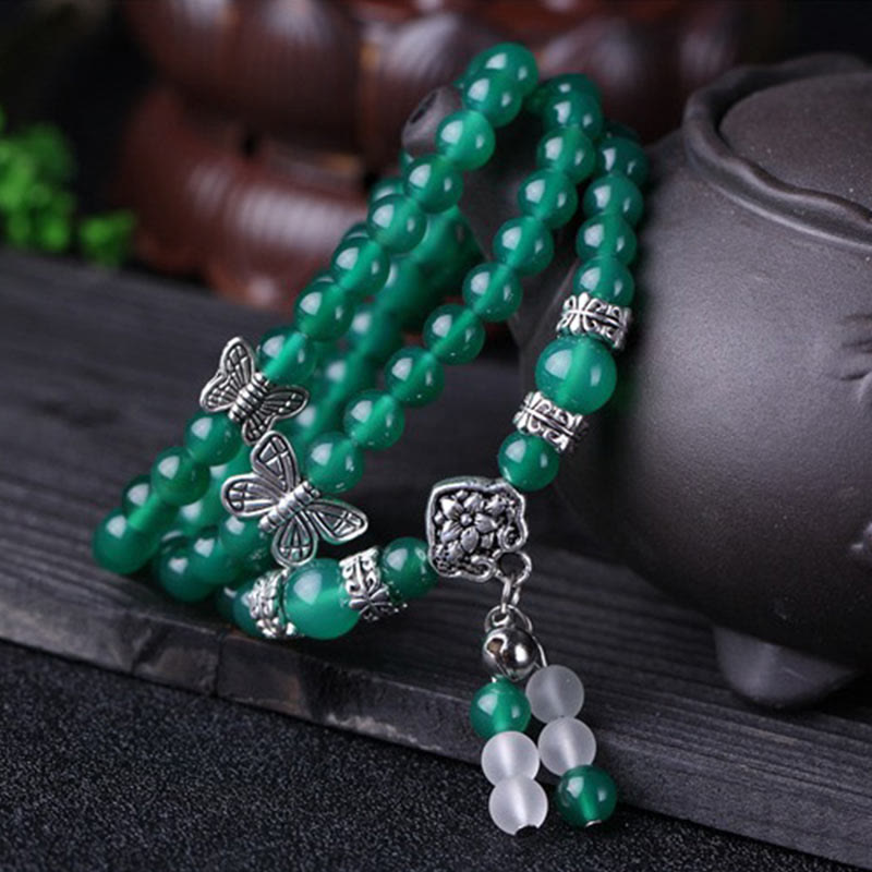 Nimara Ritual Natural Green Agate Butterfly Support Bracelet