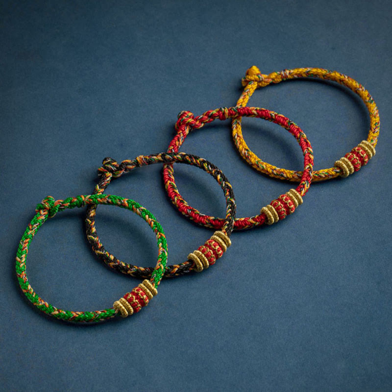 Nimara Ritual Tibet Handmade Chinese Zodiac Natal Buddha Luck Strength Braided String Bracelet