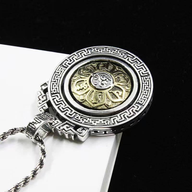 Nimara Ritual Tibetan Om Mani Padme Hum Double Dorje Vajra Rotatable Purity Peace Necklace Pendant