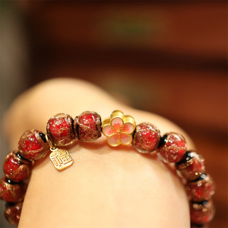 Nimara Ritual Tibetan Gold Swallowing Beast Family Five God Of Wealth Thangka Fortune Bead Bracelet