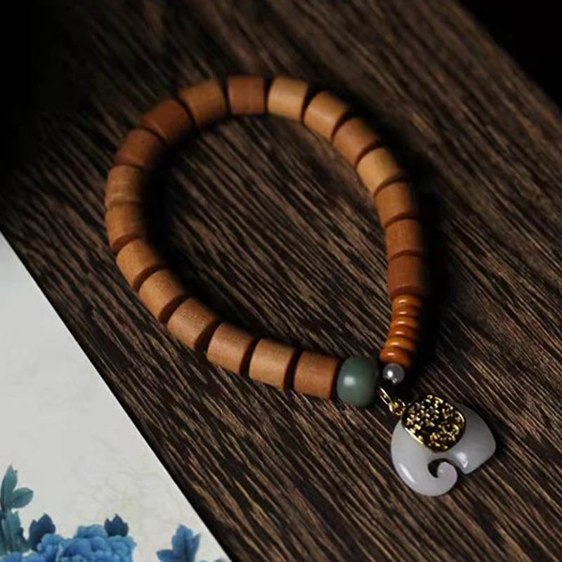 Nimara Ritual Sandalwood Jade Elephant Protection Bracelet