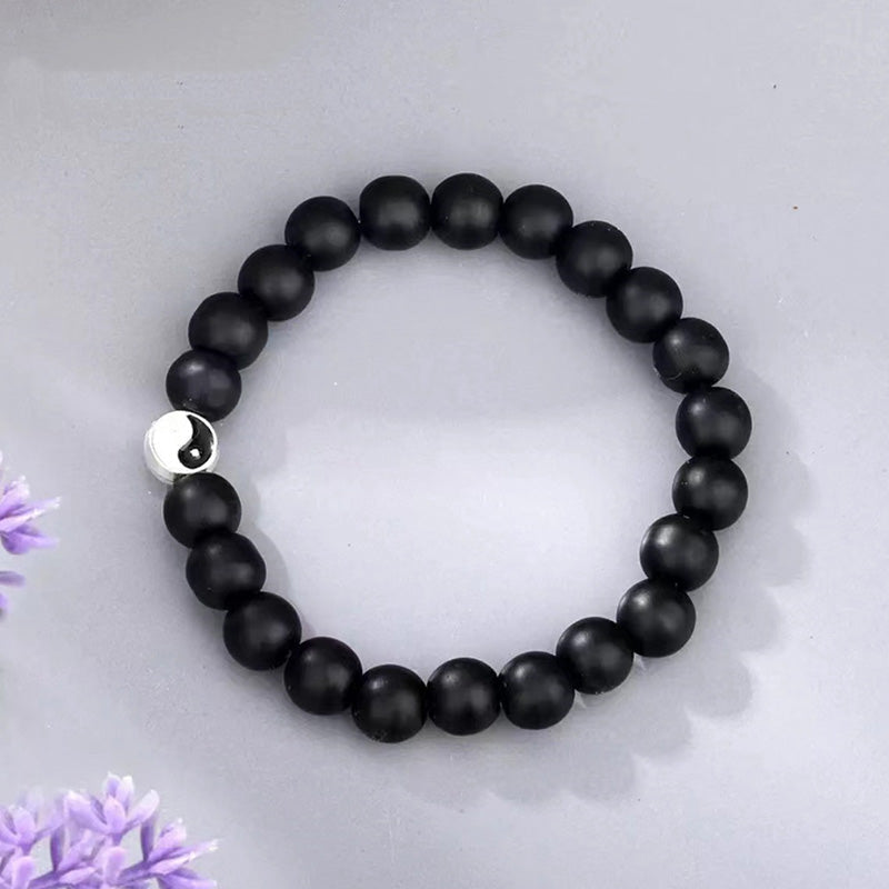 Nimara Ritual 3pcs Natural White Turquoise Frosted Stone Bead Yin Yang Wealth Bracelet