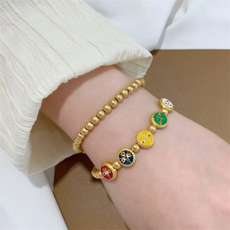 Nimara Ritual Tibetan Five God Of Wealth Copper Beads Luck Bracelet