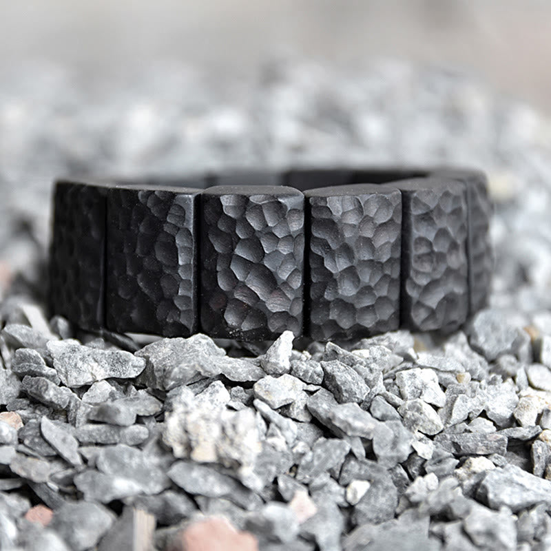 Nimara Ritual Vintage Ebony Wood Texture Peace Couple Bracelet