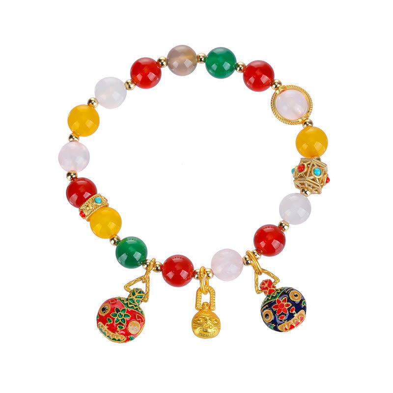 Nimara Ritual Gold Swallowing Beast Family Various Agate Crystal Success Bracelet