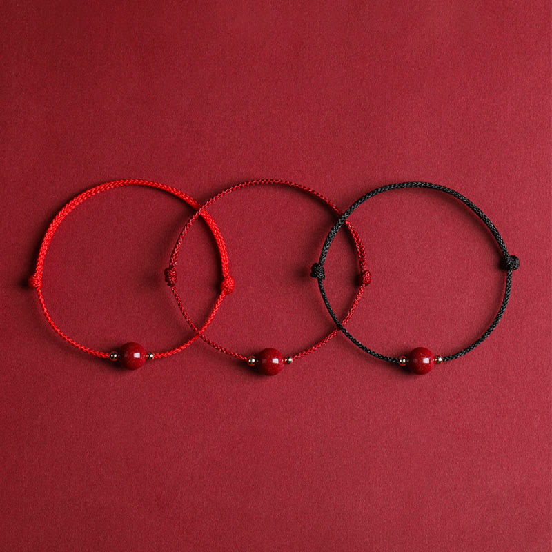 Nimara Ritual Natural Lucky Cinnabar Bead Blessing String Bracelet Anklet