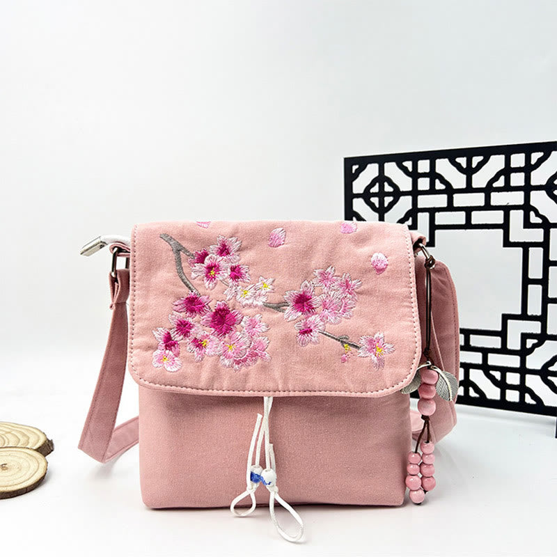 Nimara Ritual Embroidered Camellia Epiphyllum Gardenia Sakura Flowers Crossbody Bag Shoulder Bag Cellphone Bag