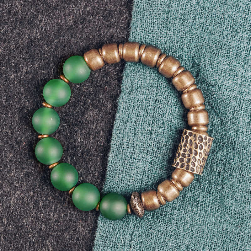 Nimara Ritual Tibetan Red Agate Green Agate Copper Confidence Fortune Bracelet