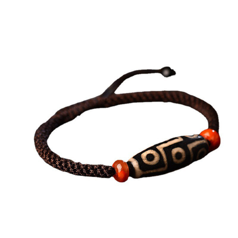 Nimara Ritual Tibetan Nine-Eye Dzi Bead Prosperity String Bracelet