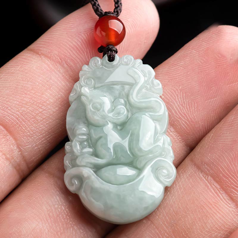 Nimara Ritual Natural Jade 12 Chinese Zodiac Sucess Pendant Necklace