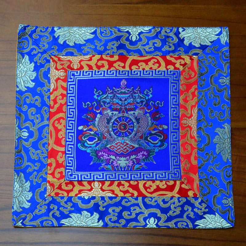 Nimara Ritual Prayer Altar Mat Meditation Strength Endless Knot Vajra Man-Bcu Kalachakra Auspicious Symbols
