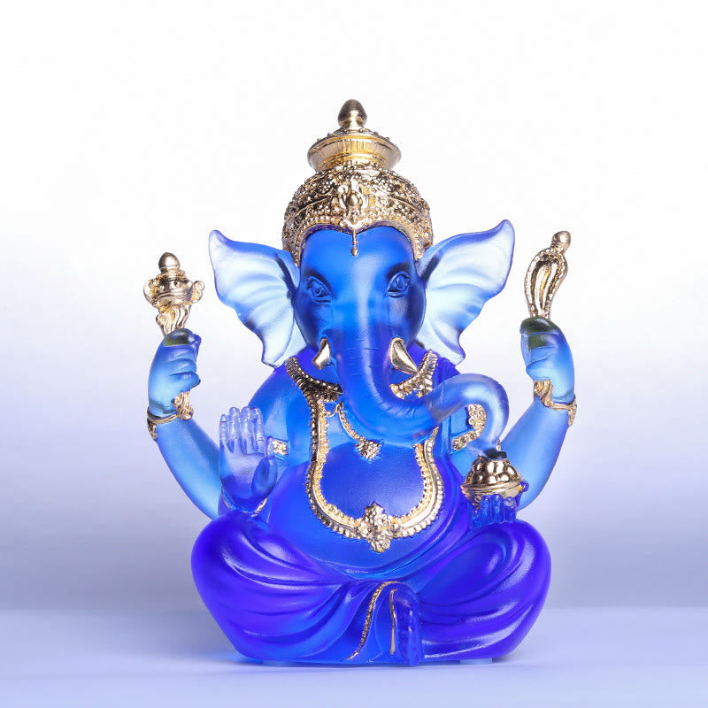 Nimara Ritual Handmade Ganesh Ganpati Elephant Figurine Liuli Crystal Art Piece Protection Statue Home Decoration