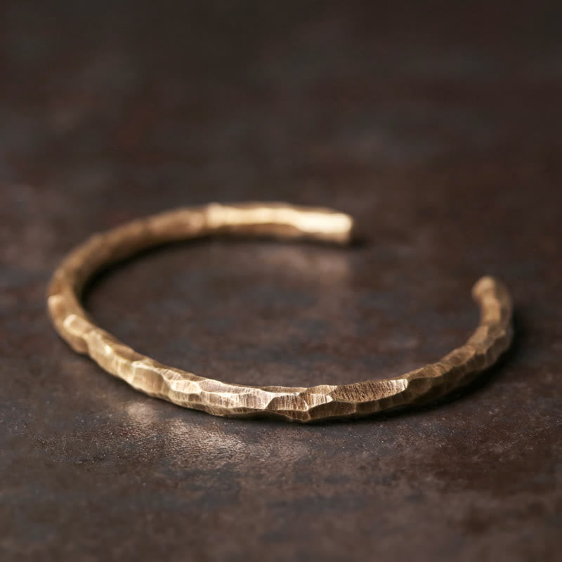 Nimara Ritual Tibetan Bump Texture Copper Luck Cuff Bracelet Bangle