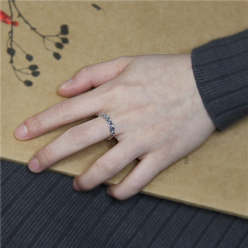 Nimara Ritual 925 Sterling Silver Auspicious Clouds Engraved Ring