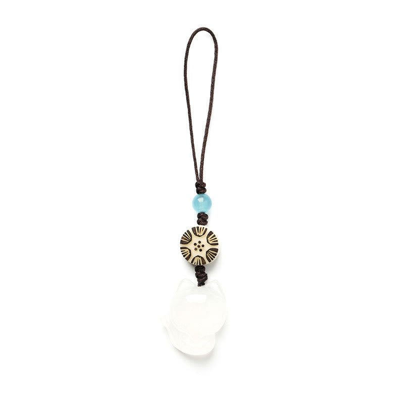 Nimara Ritual Natural Chalcedony Fox Harmony Phone Hanging Decoration