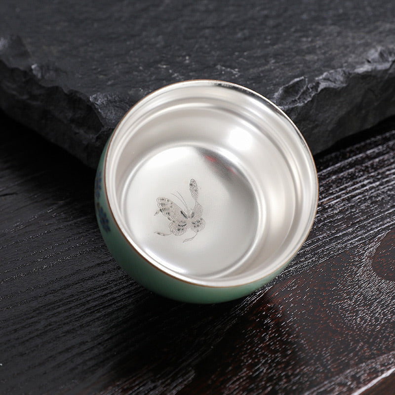Nimara Ritual Butterfly Goldfish Lotus Koi Fish Ceramic Teacup Kung Fu Tea Cup 120ml