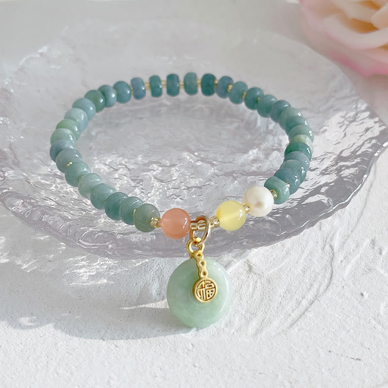 Nimara Ritual Natural Hetian Jade Pearl Peace Buckle Fu Character Gourd Money Bag Strawberry Quartz PiXiu Luck Bracelet