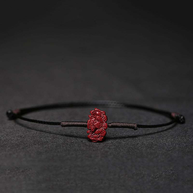 Nimara Ritual Handmade Plum Blossom Four Leaf Clover PiXiu Lotus Koi Fish Cinnabar Blessing Braid Bracelet