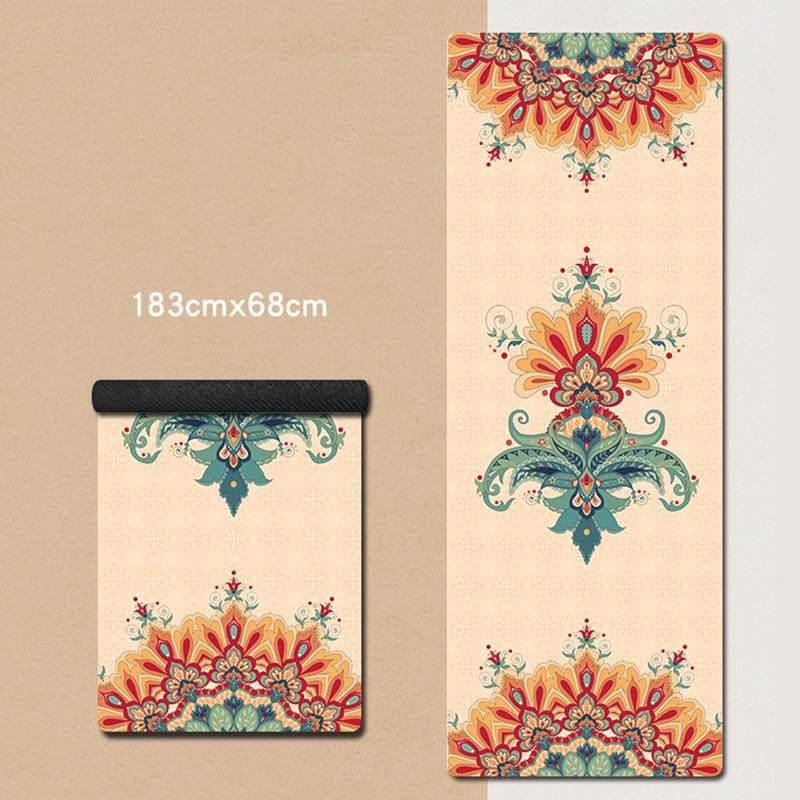Nimara Ritual Tibetan Mandala Elephant Lotus Koi Fish Mindful Natural Rubber Yoga Mat Decoration